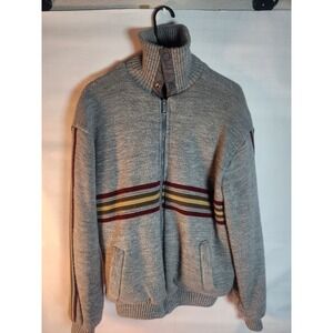 Sears Mens Outerwear Jacket Sweater Cafe Racer RARE Size Medium Gray